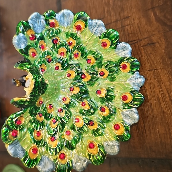 Colorful Vintage Peacock Figurine trinket - Picture 4 of 8
